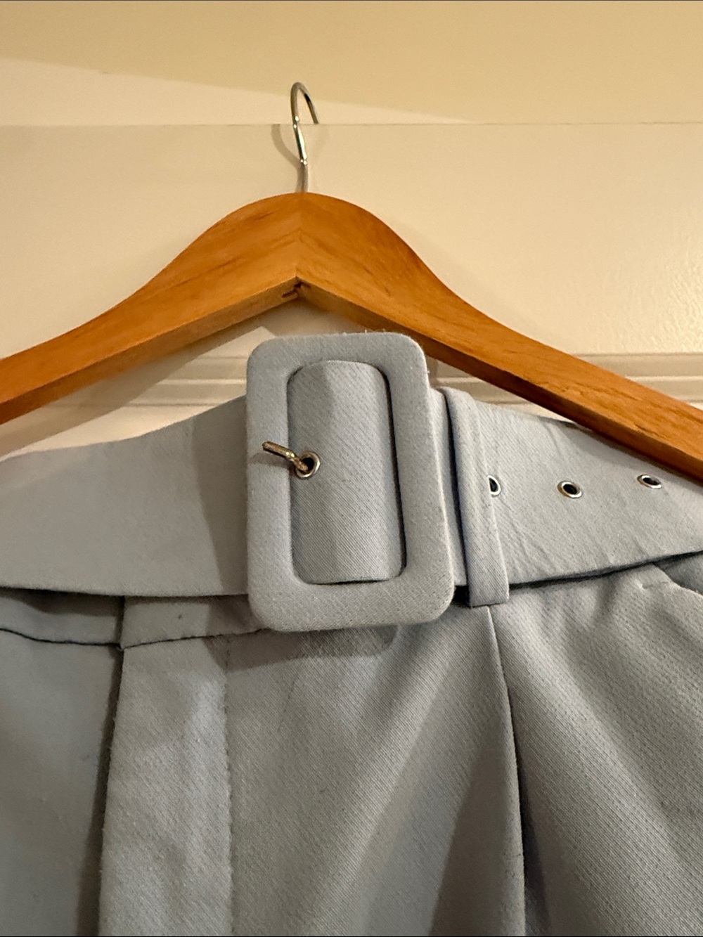 Zara Powder Blue High-Rise Belted Trousers